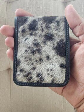 Handmade Wallet Genuine Real Fur Hair Card Holder Brown/White FutrPurse